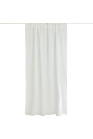 LINEN CURTAIN WITH OPENWORK EDGE - Oyster-white by Zara