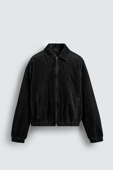 RELAXED FIT CORDUROY JACKET - Black by Zara