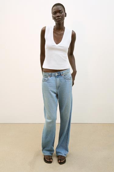 COTTON V-NECK T-SHIRT - White by Zara - Image 0