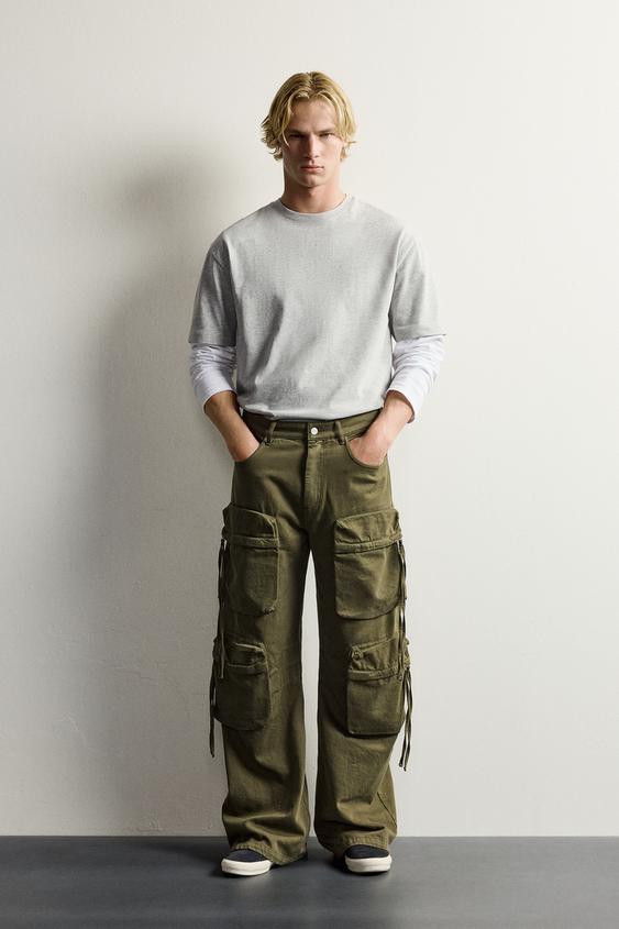PANTALÓN CARGO RELAXED FIT BOLSILLOS - Verde de Zara - Imagen 0
