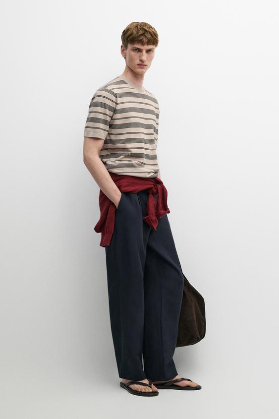Striped short sleeve knit sweater from Zara - $90