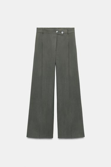 PANTALÓN PINZAS BOTONES - Khaki de Zara