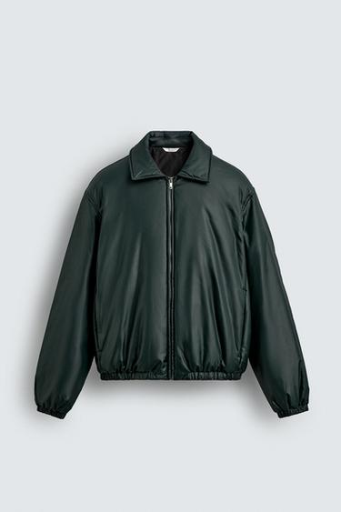 ქურთუკი ტექნიკური გაბერილი - Zara-ს Dark green