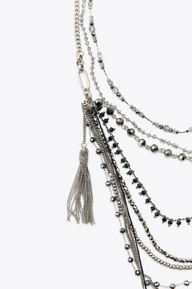 LOT DE 3 COLLIERS FANTAISIE FRANGES - Argent de Zara - Image 3