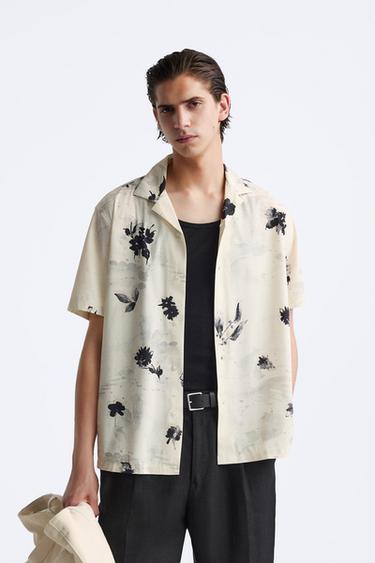 CAMISA ELÁSTICA ESTAMPADO FLORAL - Blanco de Zara