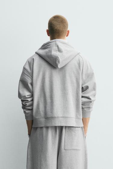 SWEAT HOODIE BOXY FIT ZIPPÉ - Gris chiné de Zara - Image 2