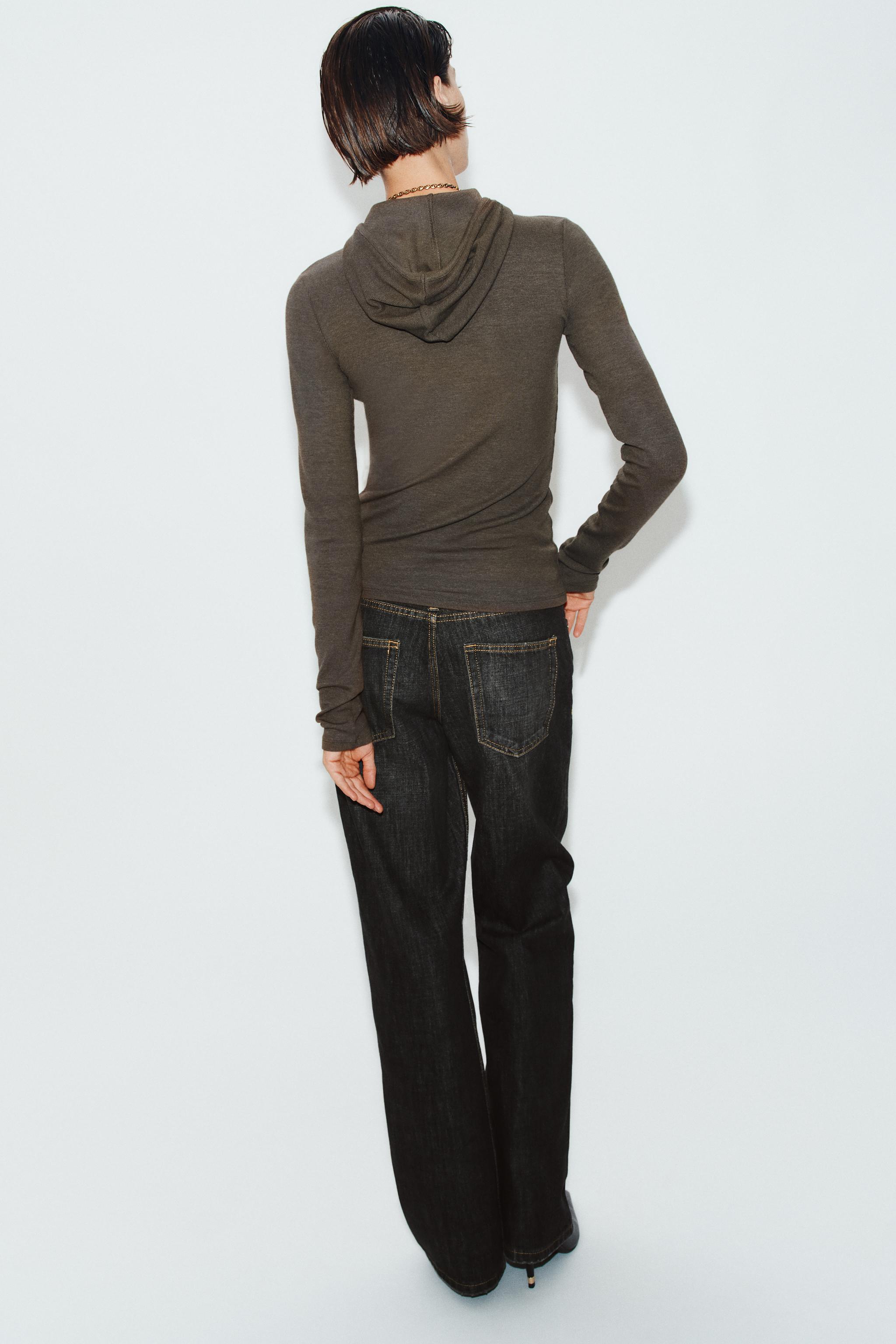 Zara KAPÜŞONLU SLIM FIT T-SHIRT görsel 5