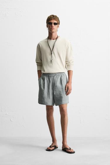 БЕРМУДЫ FLUIDA RELAXED FIT — СЕРЫЙ от Zara