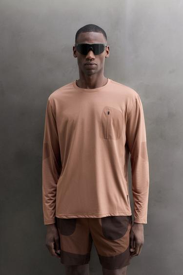 TECHNICAL LONG SLEEVE POCKET T-SHIRT — Chalk pink 2