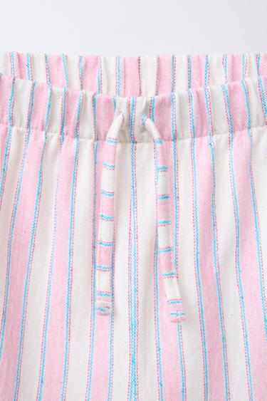 PANTALON À JAMBES LARGES RAYURES - Rose de Zara - Image 2