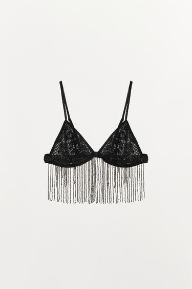 SOUTIEN-GORGE À FRANGES FANTAISIE - Noir de Zara - Image 5