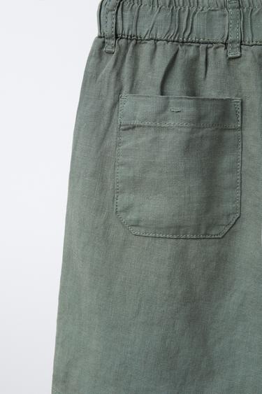 100% LINEN BERMUDA SHORTS - Petrol blue by Zara - Image 3