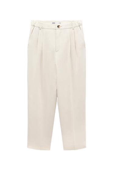 TEXTURED CROPPED TROUSERS