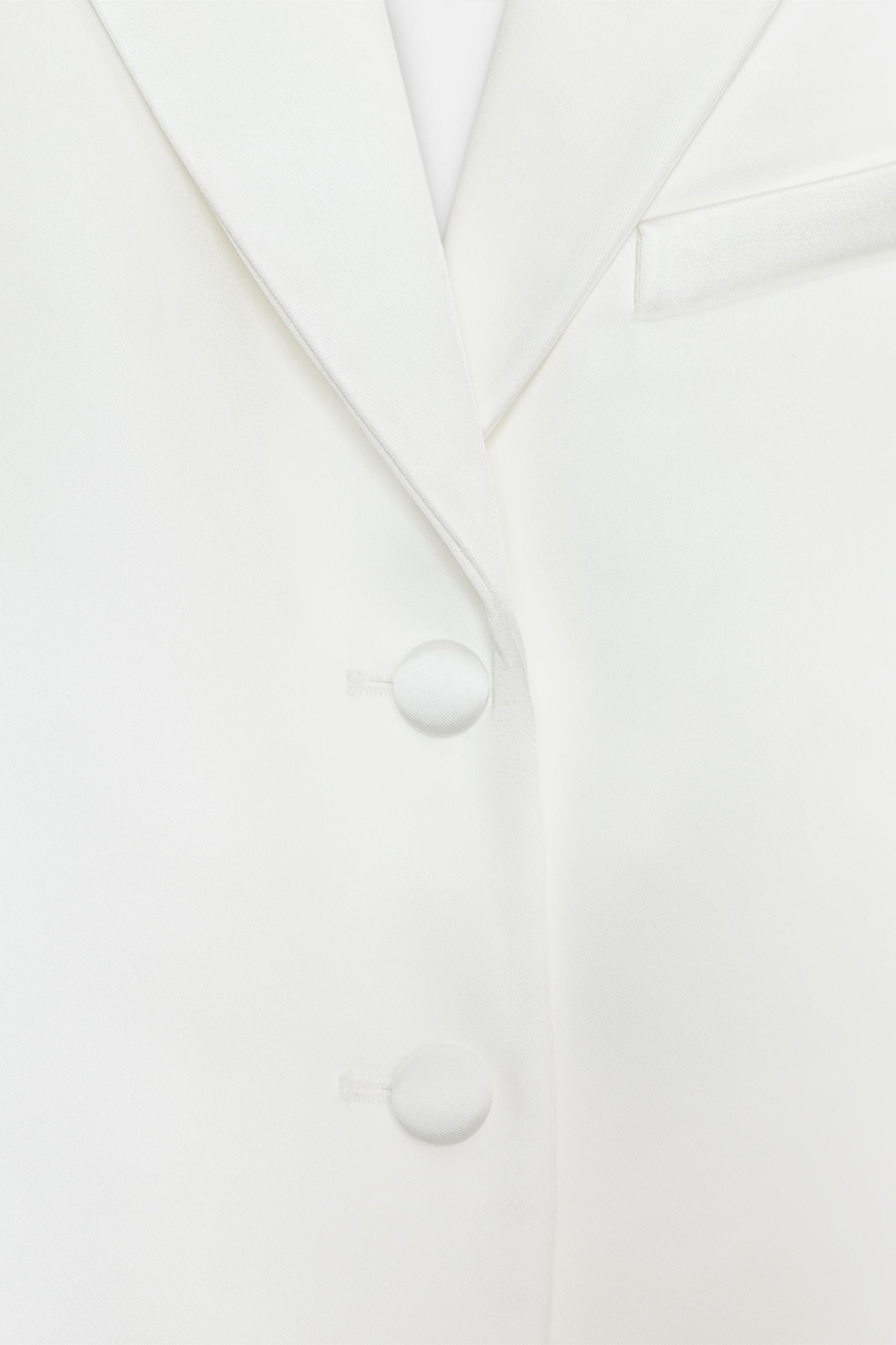 SATIN EFFECT CROP BLAZER WITH BACK VENT