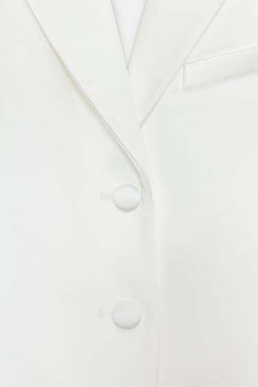 VESTE COURTE SATINÉE FENTE DOS - Blanc cassé de Zara - Image 10