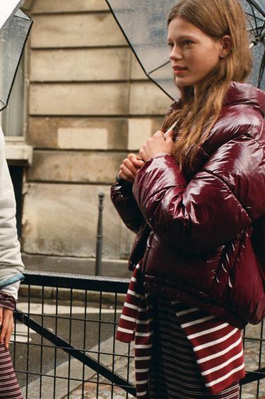 SHINY PUFFER JACKET - Maroon by Zara