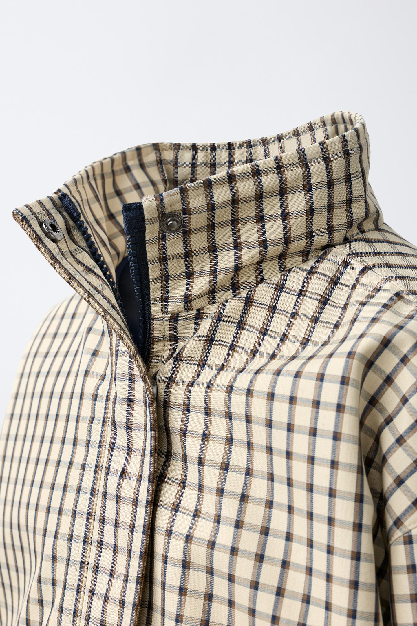 Куртка Zara Plaid Bomber, цвет: Экрю / Чёрный — фото 4
