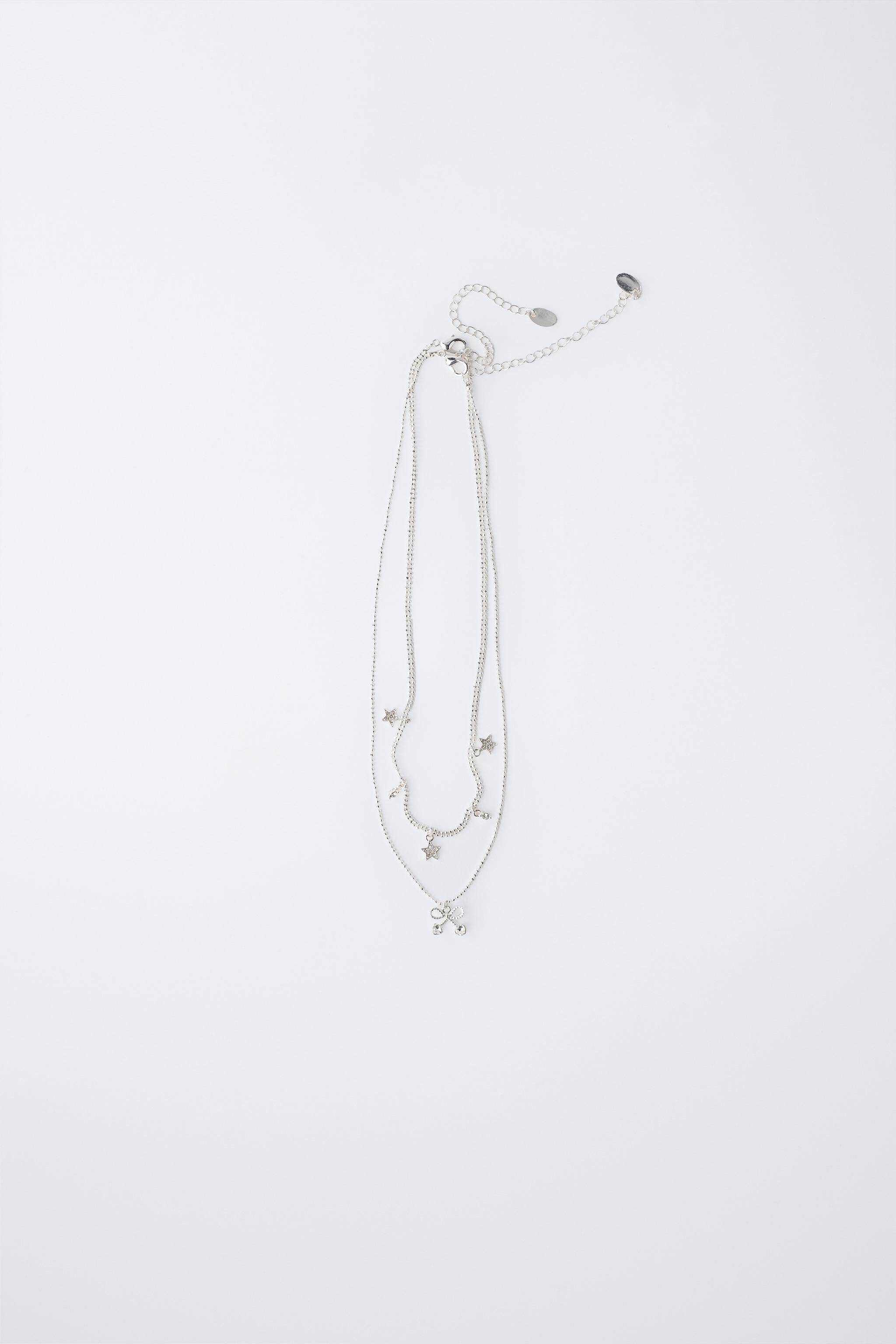 PACK OF TWO STAR AND CHERRY PENDANT NECKLACES - Silver | ZARA
