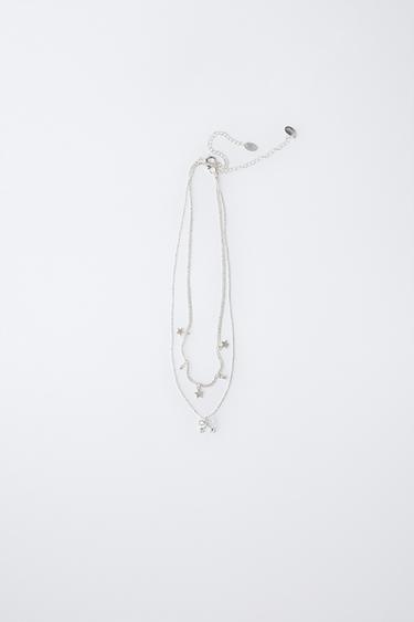 PACK OF TWO NECKLACES WITH STARS AND CHERRY PENDANT - Silver by Zara