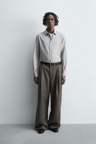 SLIM FIT TEXTURED SHIRT - Grey by Zara - Image 0
