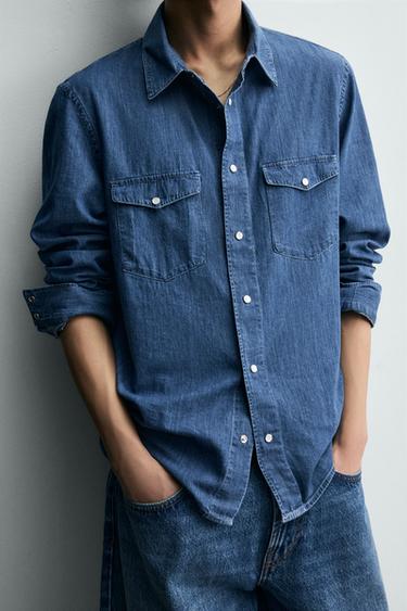 CHEMISE EN DENIM À POCHES - Bleu moyen de Zara - Image 5