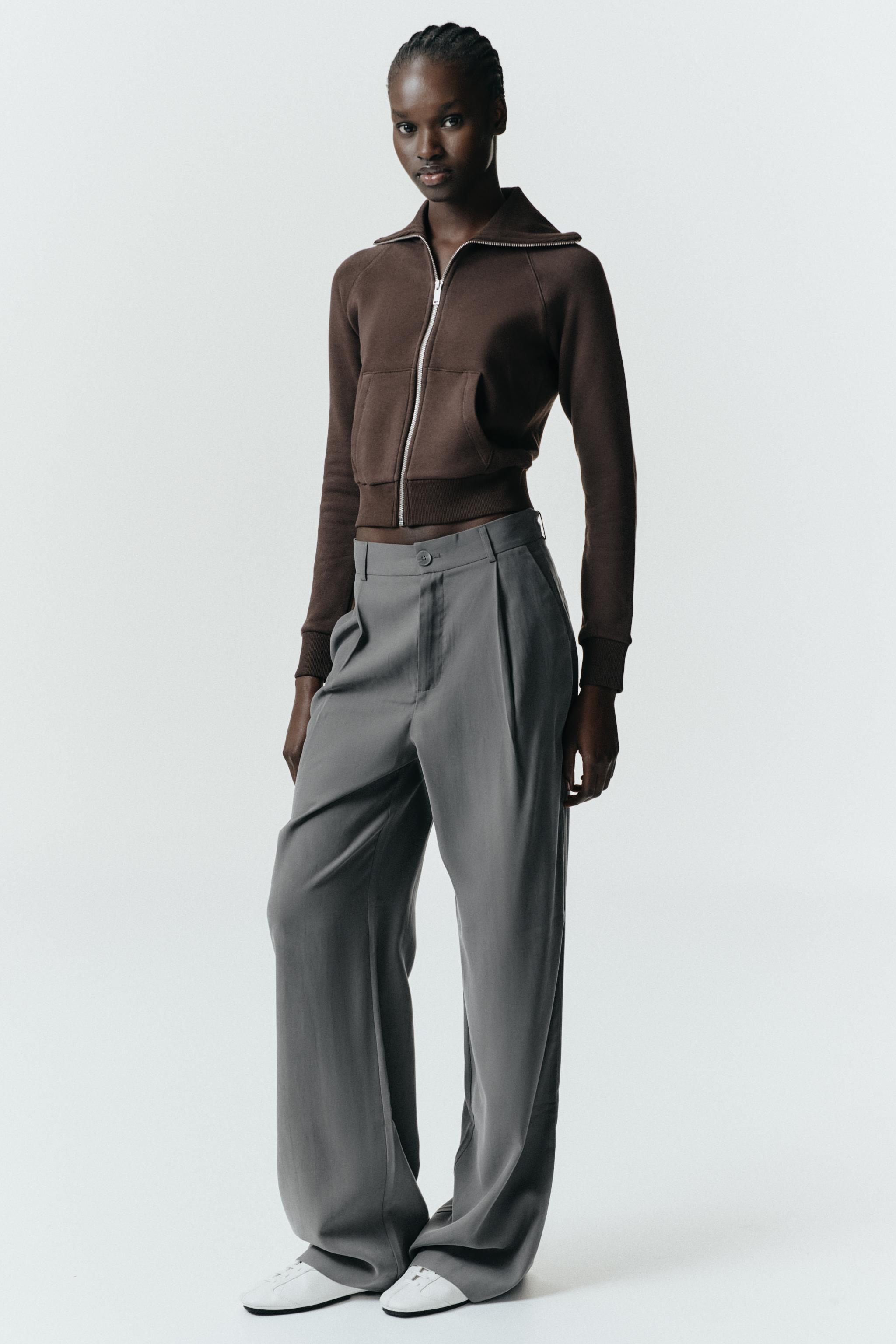 CALÇA FLUIDA COM PREGAS - Cinza-médio | ZARA Brasil