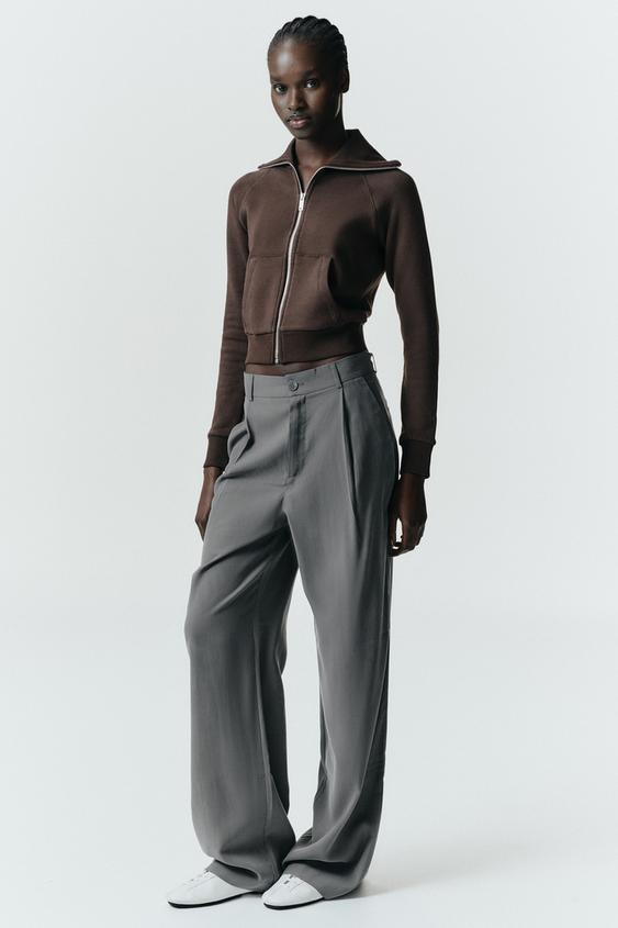 ZIP-UP PLUSH JACKET - Brown by Zara - Image 0