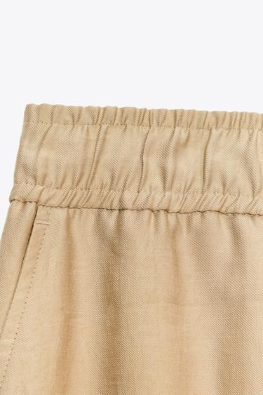 PANTALON LARGE TAILLE ÉLASTIQUE - Sable de Zara - Image 8