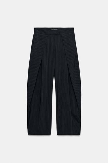 ZW COLLECTION WIDE-LEG DARTED TROUSERS - Navy blue by Zara - Image 0