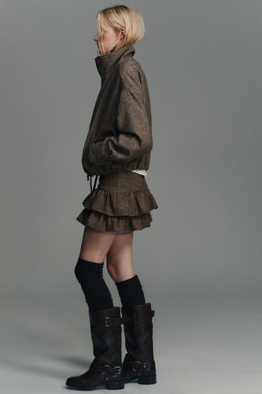 BLOUSON À CHEVRONS AVEC LAINE - marron chiné de Zara - Image 3