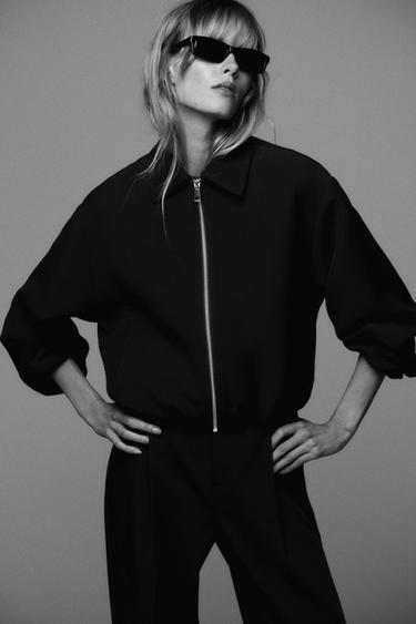 BLOUSON BOUFFANT ZIPPÉ - Noir de Zara - Image 1