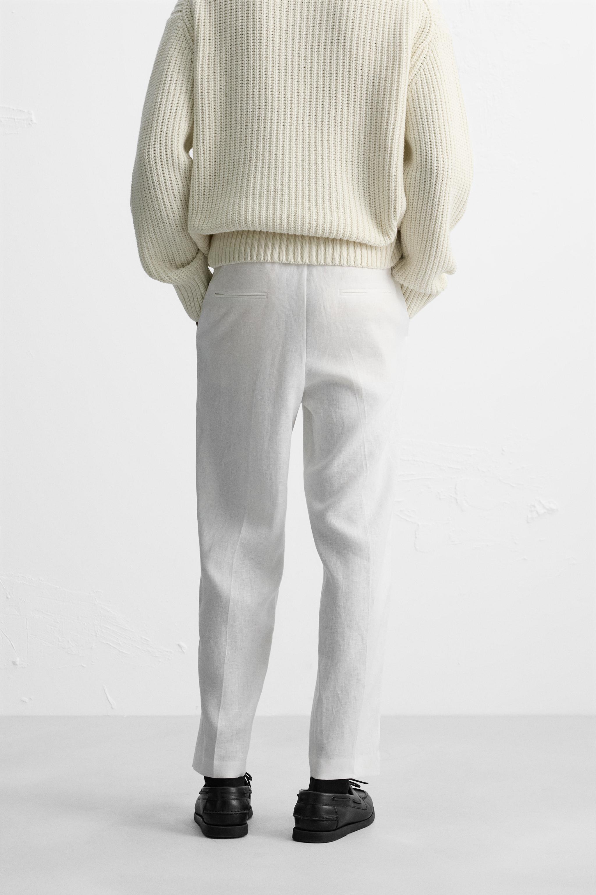 リネン100%パンツ - ホワイト | ZARA Japan / 日本 リネン100%パンツ - ホワイト | ZARA Japan / 日本