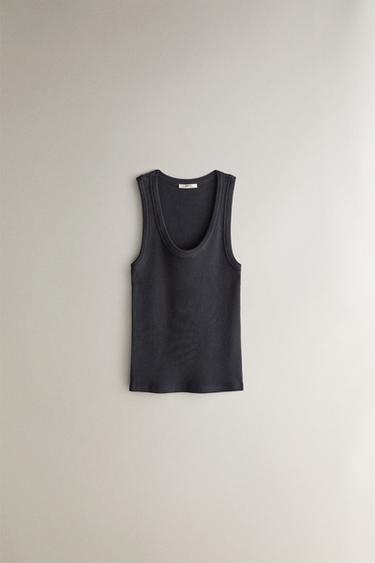 BAUMWOLLTOP - Marineblau von Zara