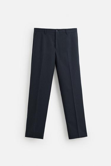PINSTRIPED SUIT TROUSERS - Blue by Zara - Image 4