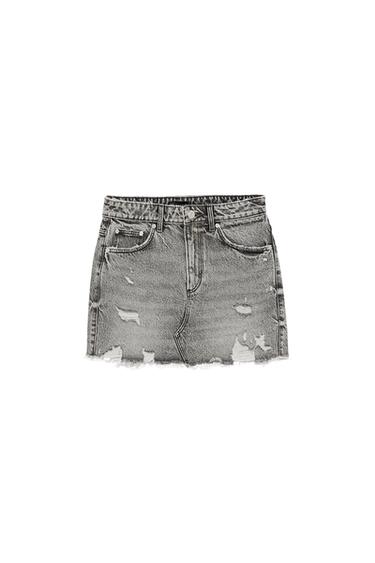 RIPPED DENIM MINI SKIRT