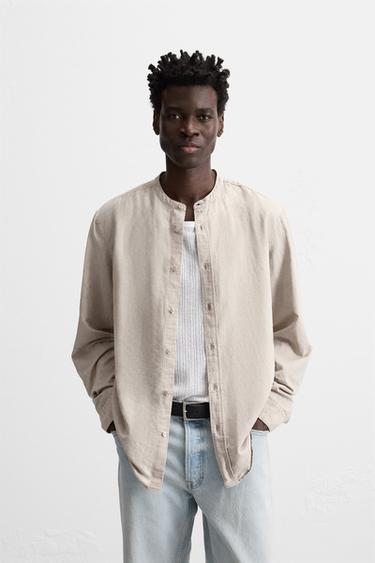 CAMISA LINO - ALGODÓN - Beige claro de Zara