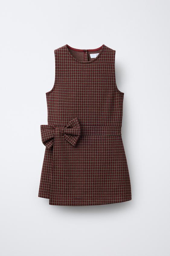 PLAID BOW SHORT JUMPSUIT