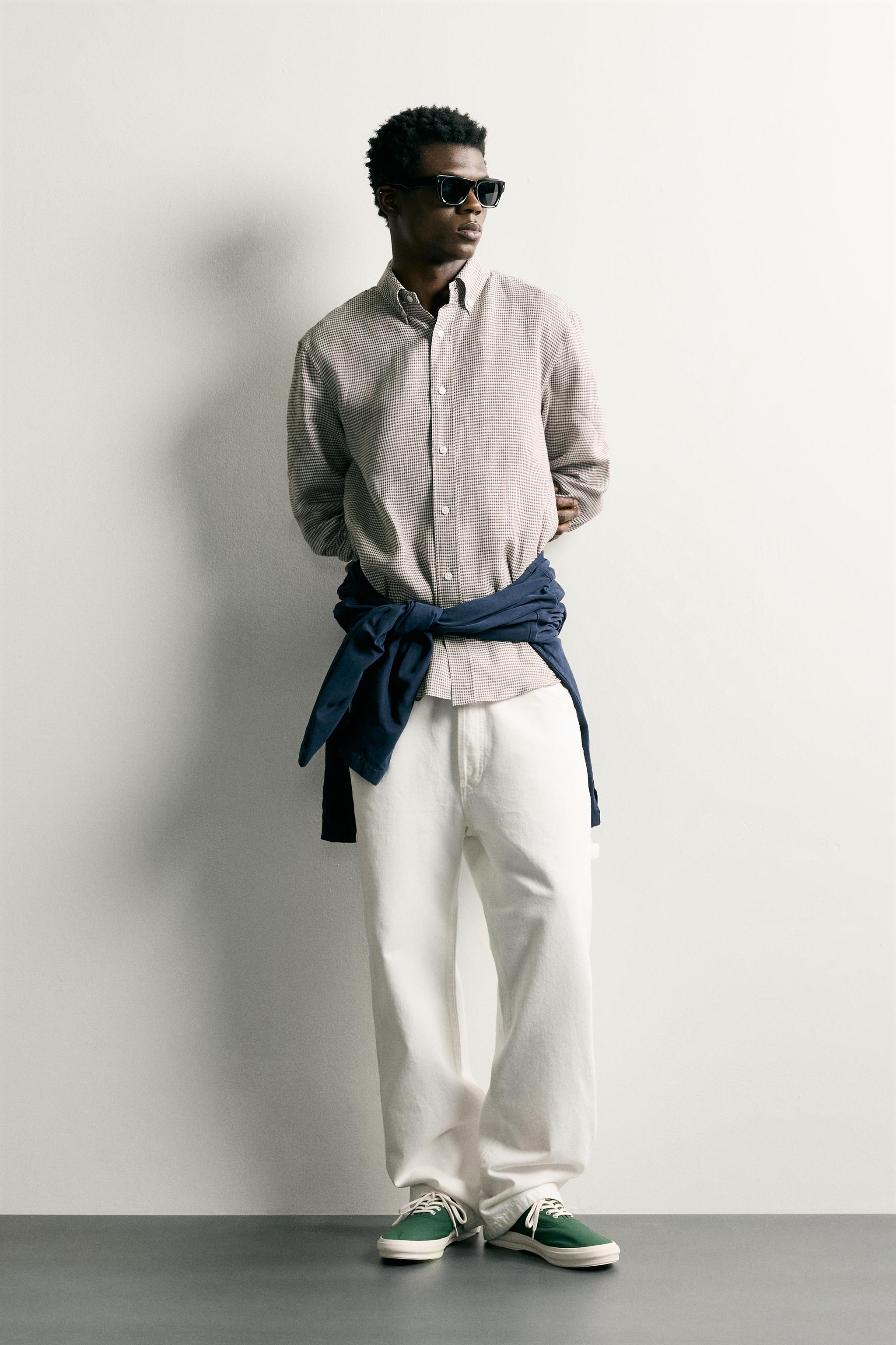 CHEMISE REGULAR FIT À CARREAUX 100% LIN