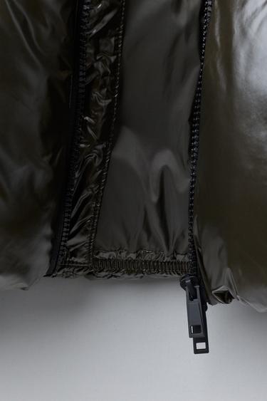 MANTEAU MATELASSÉ À CAPUCHE DÉPERLANT - Vert de Zara - Image 6