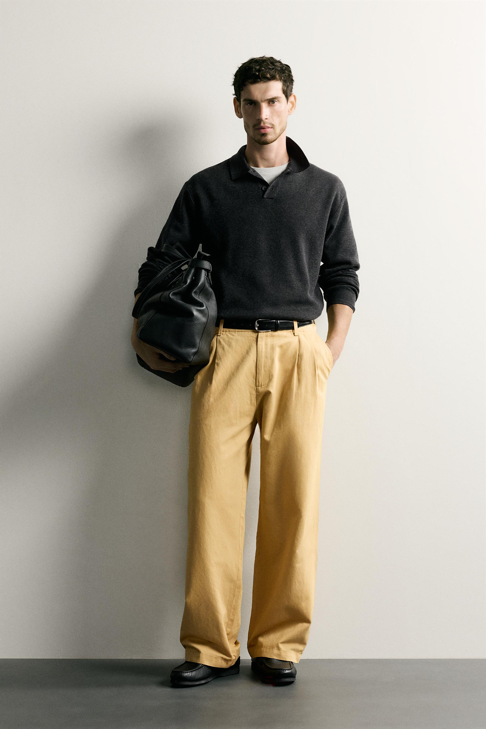 Мужские рубашки Zara SOFT STRIPED KNIT POLO SHIRT