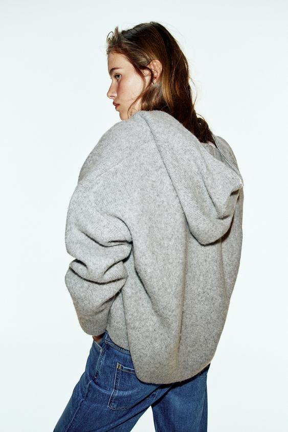 SWEAT AVEC LAINE ET CAPUCHE - Gris de Zara - Image 5