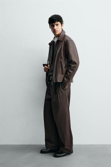 BLOUSON EN MATIÈRE SYNTHÈTIQUE - Marron de Zara - Image 3