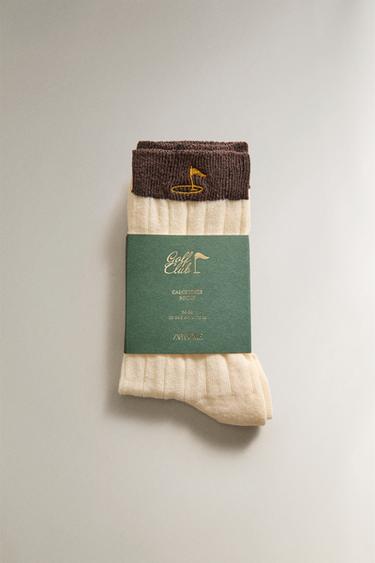 CHAUSSETTES COTON GOLF - Écru / Marron de Zara - Image 3