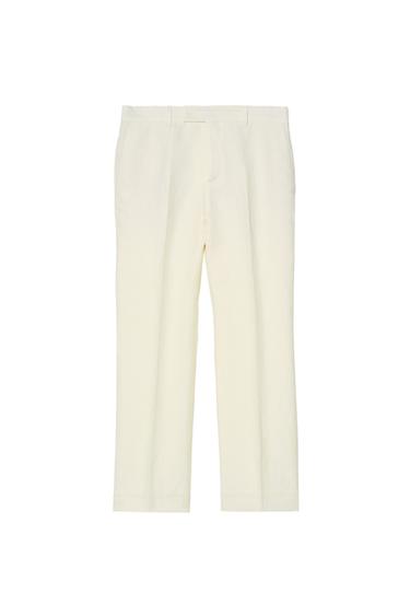 RELAXED FIT LINEN - WOOL HERRINGBONE SUIT TROUSERS - Ecru by Zara