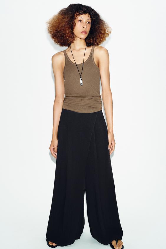 PANTALÓN PAREO ANCHO - Negro de Zara - Imagen 0