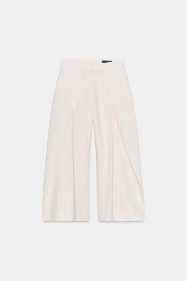PANTALÓN LINO CROPPED ZW COLLECTION - Crudo de Zara