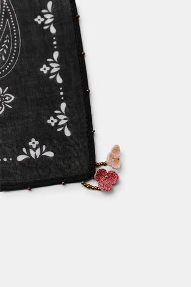 FOULARD BANDANA À IMPRIMÉ CACHEMIRE ET FLEURS - Marron de Zara - Image 2