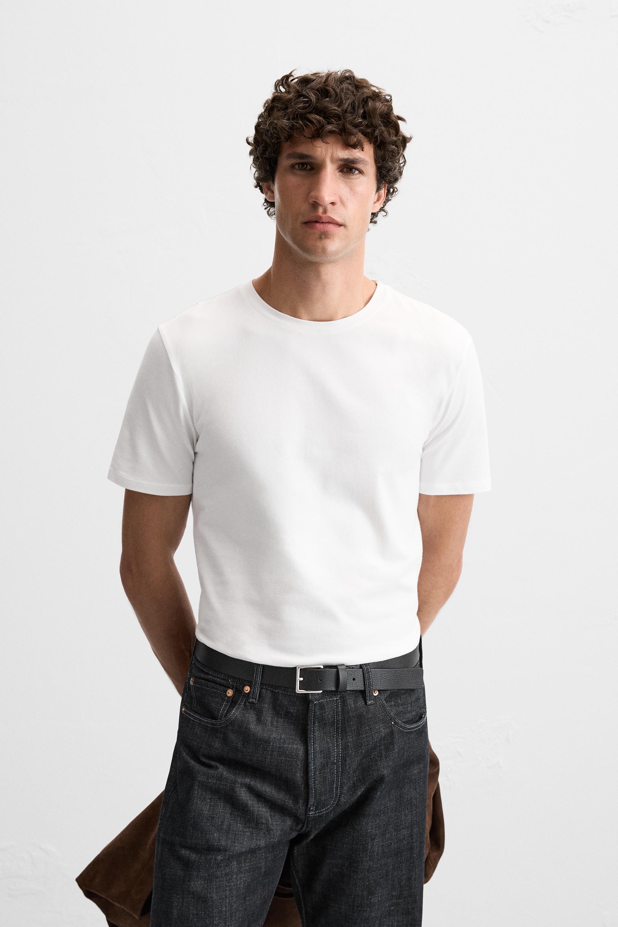 CAMISETA BASICA SLIM FIT Blanco ZARA Espana