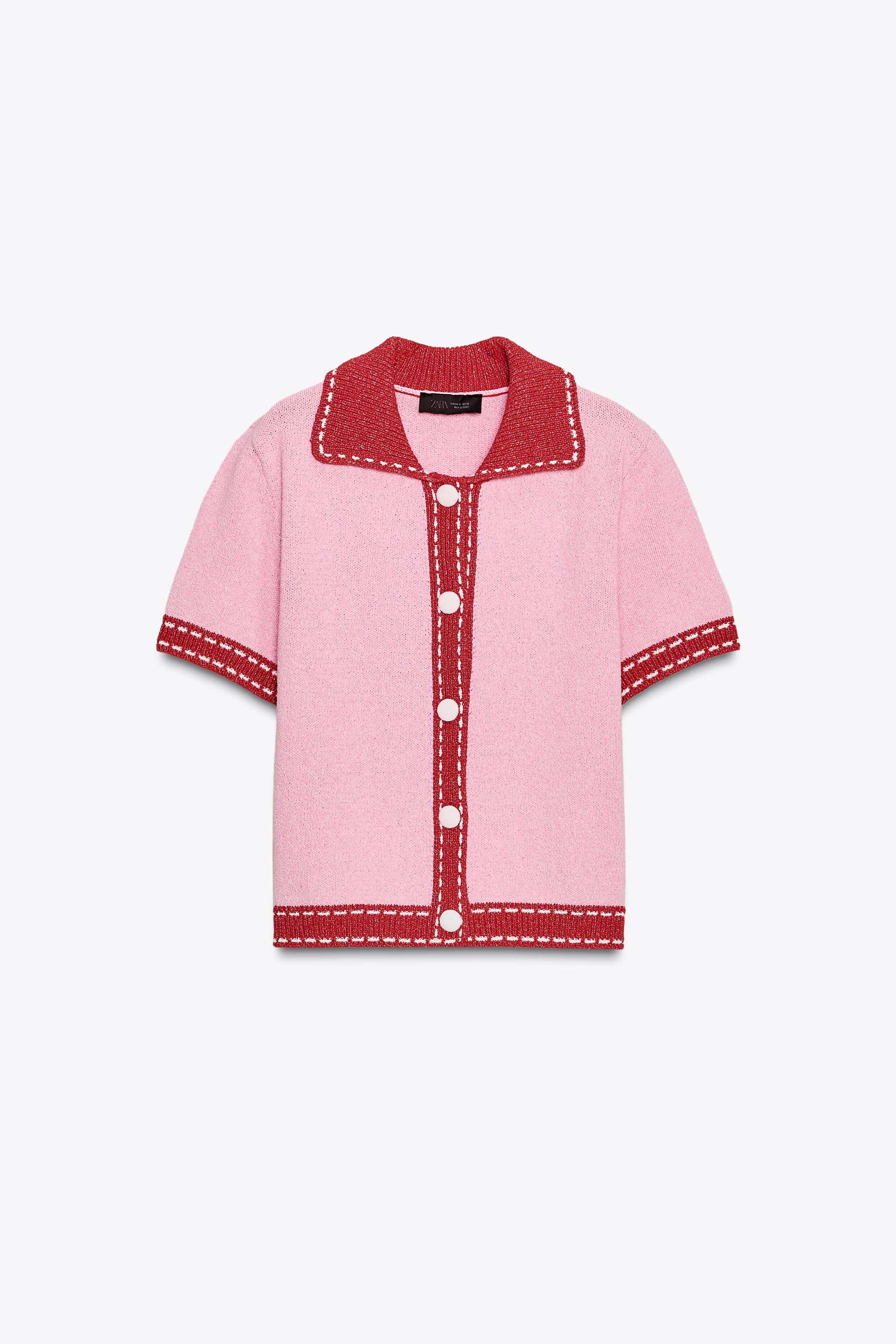 スティッチ入りショートスリーブニットジャケット　zara ZARA ステッチ入りショートスリーブニットジャケット - メルカリ