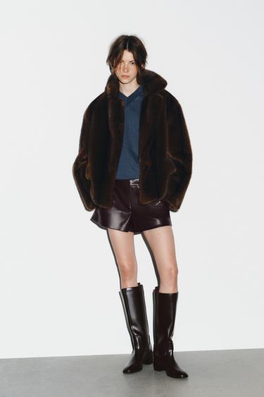 Zara 粗跟長靴 - 棕色